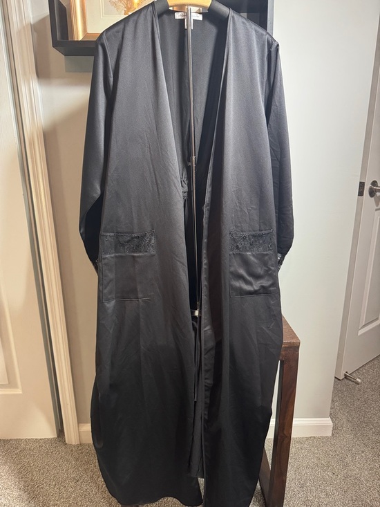 Rya Collection Other - Women's Black Long Satin Feel Robe with Patch Pockets